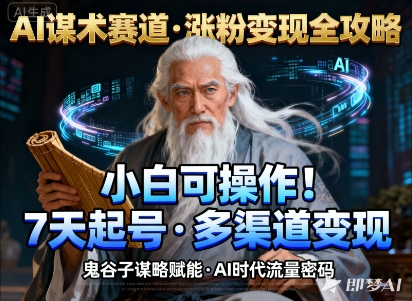 AI谋术赛道,涨粉快速,变现方式多样,小白可操作-DE云网创