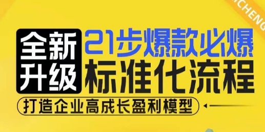 21步爆款必爆标准化流程，全新升级，打造企业高成长盈利模型-DE云网创