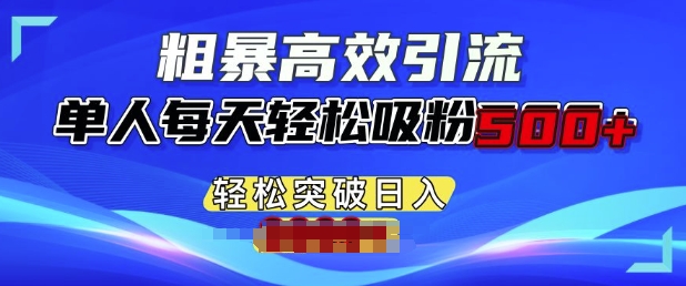 粗暴高效引流，单人每天轻松吸粉500+，轻松突破日入多张-DE云网创