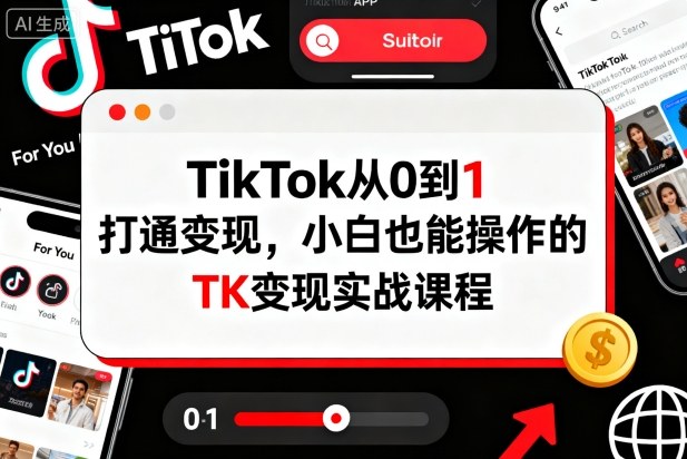 TikTok从0到1打通变现，小白也能操作的TK变现实战课程-DE云网创