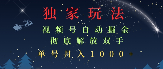 独家视频号自动掘金,单机保底月入1k,解放双手,懒人必备-DE云网创