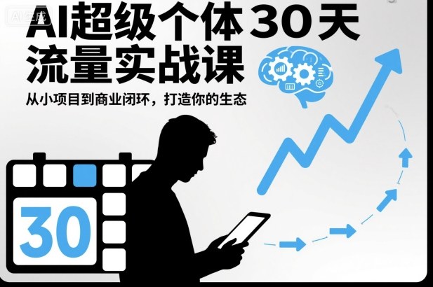 AI超级个体30天流量实战课,从小项目到商业闭环,打造你的生态-DE云网创