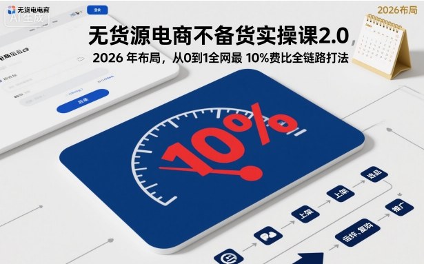 无货源电商不备货实操课2.0,2026年布局,从0到1全网最低10%费比全链路打法【更新中】-DE云网创