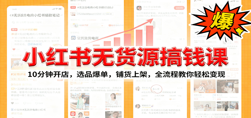小红书无货源爆单课：10分钟开店，选品爆单，铺货上架，全流程教你轻松变现-DE云网创