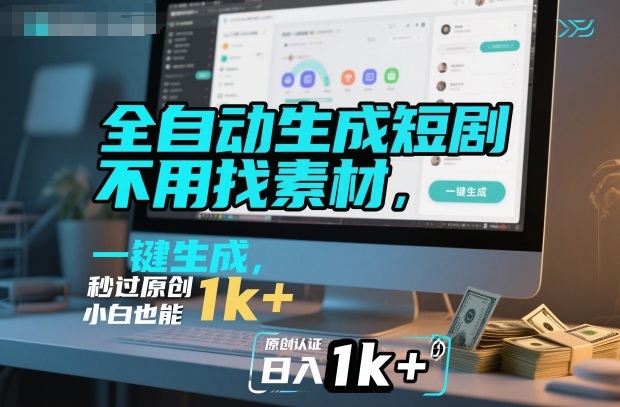 全自动生成短剧,不用找素材,不用剪辑,一键生成,秒过原创,小白也能轻松日入1k+【揭秘】-DE云网创