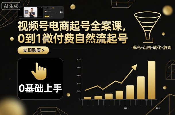 视频号电商起号全案课，0到1微付费自然流起号-DE云网创