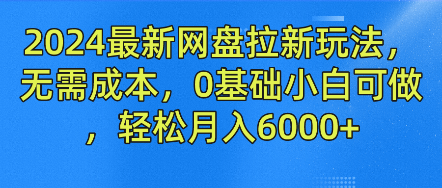 2024最新网盘拉新玩法，无需成本，0基础小白可做，轻松月入6000+-DE云网创