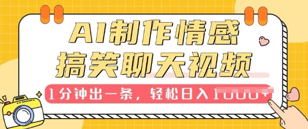 AI制作情感搞笑聊天视频,1分钟出一条,100%过原创,新手也能轻松上手-DE云网创
