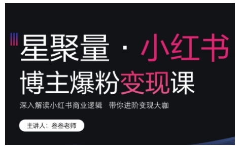 小红书博主爆粉变现课，深入解读小红书商业逻辑，带你进阶变现大咖-DE云网创