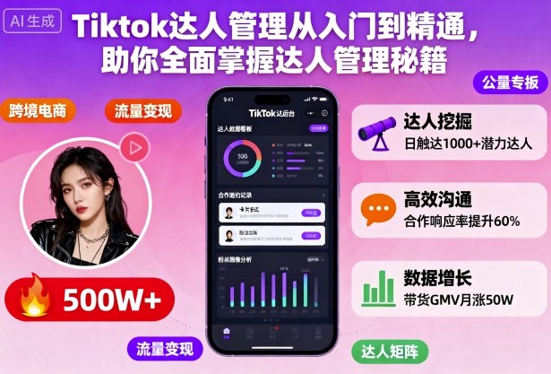 Tiktok达人管理从入门到精通,助你全面掌握达人管理秘籍-DE云网创
