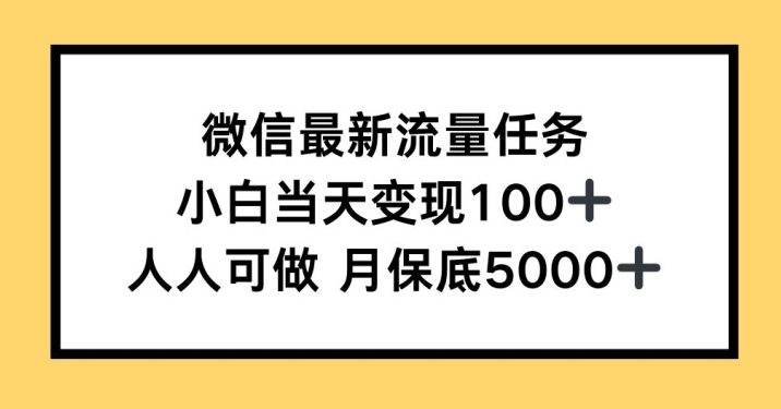 微信最新流量任务，小白当天变现100+，人人可做-DE云网创