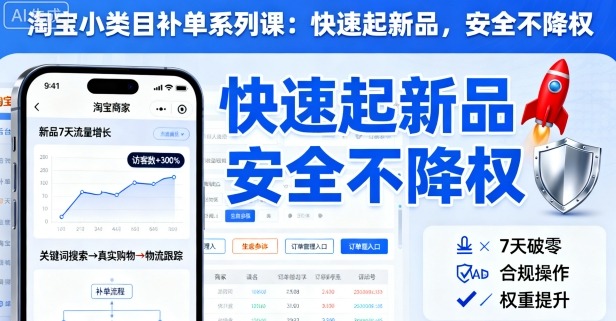 淘宝小类目补单系列课，快速起新品，安全不降权-DE云网创
