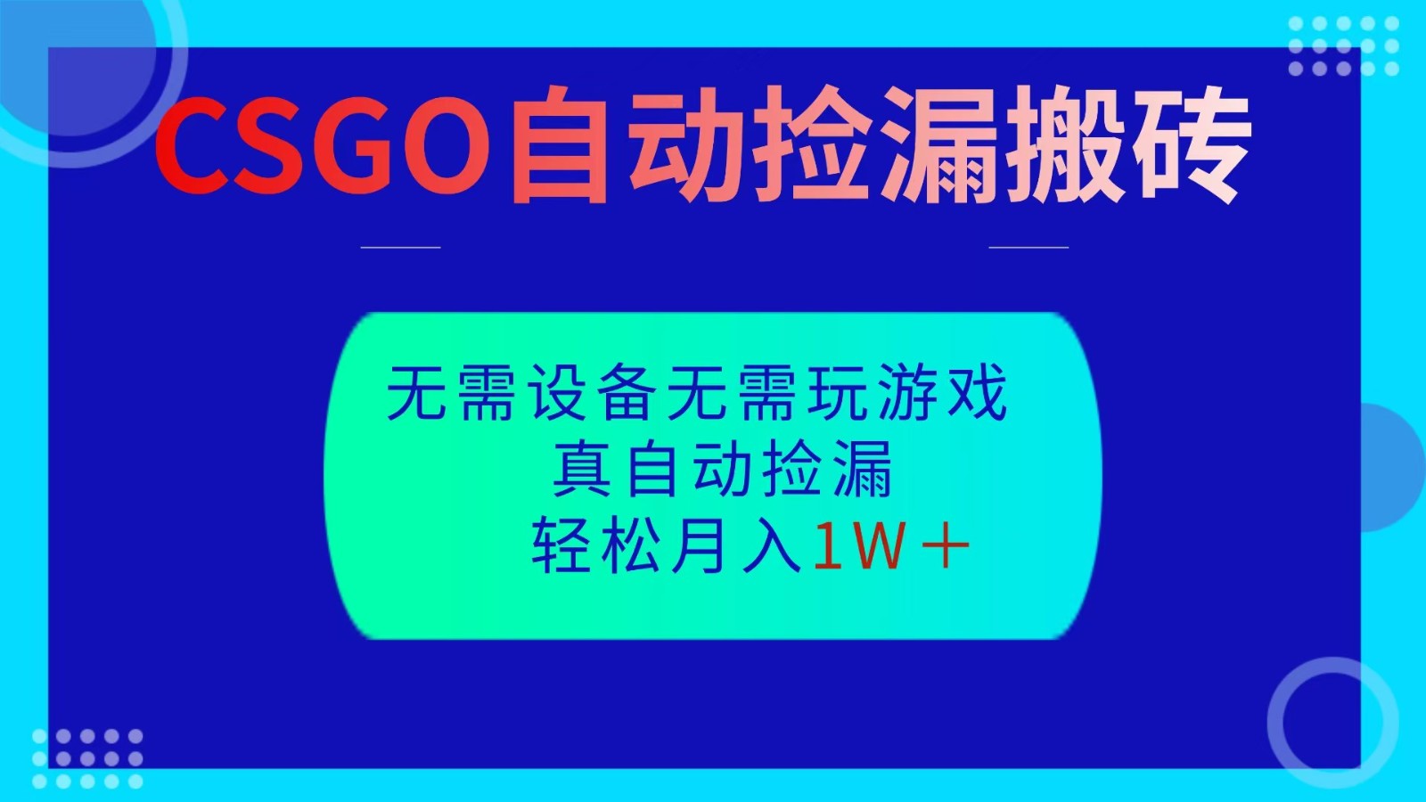 CSGO自动捡漏搬砖，当天操作当天见结果，无需了解游戏，包教包会包落地-DE云网创