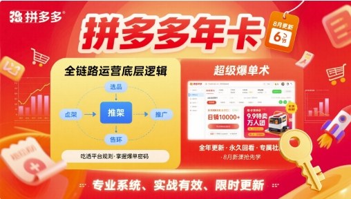 拼多多年卡，拼多多全链路运营底层逻辑，超级爆单术【更新10月】-DE云网创