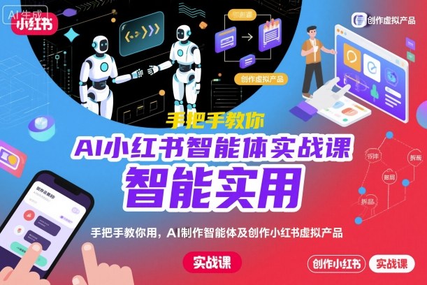 AI小红书智能体实战课，手把手教你用AI制作智能体及创作小红书虚拟产品，提效+内容商业化-DE云网创