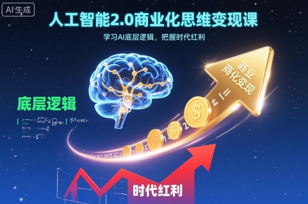人工智能2.0商业化思维变现课，学习AI底层逻辑，把握时代红利-DE云网创