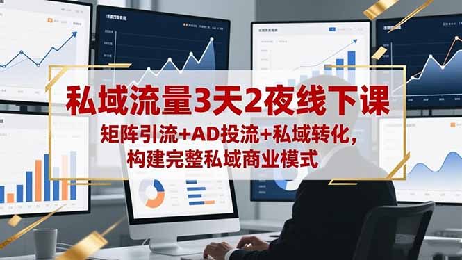 私域流量3天2夜线下课，矩阵引流+AD投流+私域转化，构建完整私域商业模式-DE云网创
