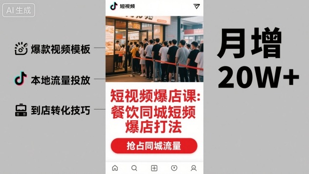 短视频爆店课，餐饮同城短视频爆店打法-DE云网创