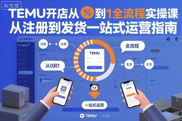 TEMU开店从0到1全流程实操课，从注册到发货一站式运营指南-DE云网创
