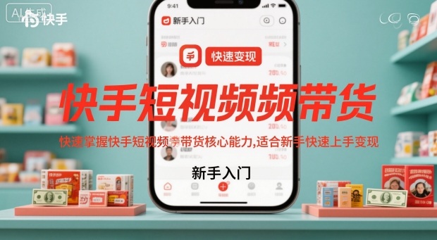 快手短视频带货，快速掌握快手短视频带货核心能力，适合新手快速上手变现-DE云网创